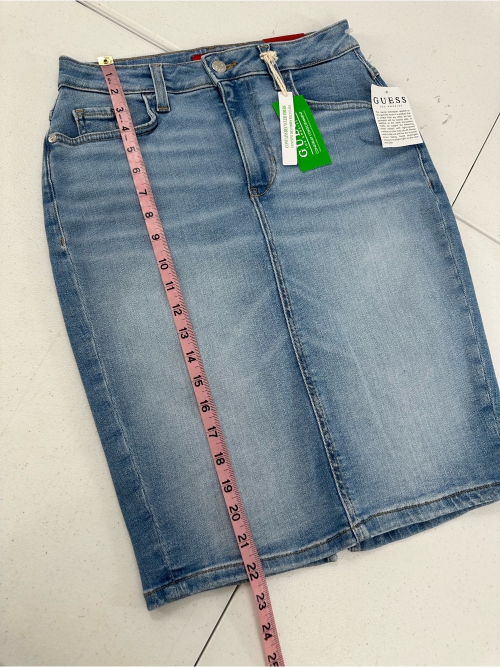Guess Malibu Wash 5 Pocket Denim Pencil Skirt Y2K 90s Downtown Girl LA 6/28 - Picture 6 of 11
